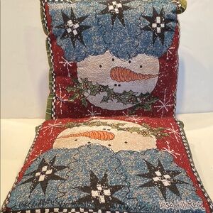 Vintage Lisa Hilliker Set of 2 Snowman Pillows